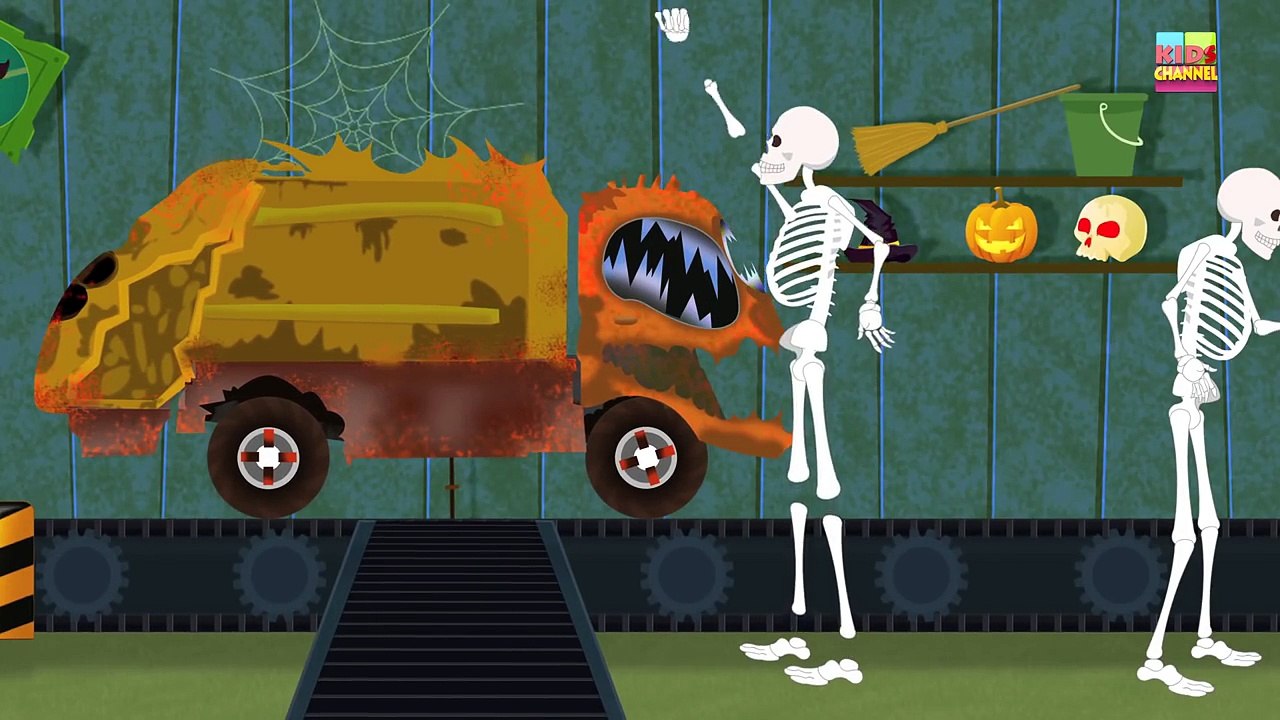 Scary Garbage Truck | Car Garage | Halloween Video for Kids & Toddlers