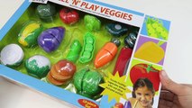 Learn Names of Fruits and Vegetables Toy Cutting Velcro Fruits and Vegetables Slicing Peeling