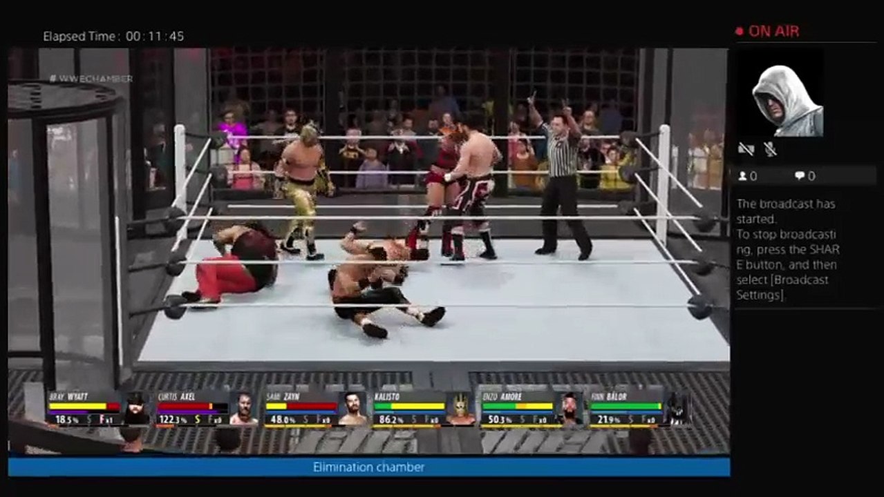 Finn Balor vs Bray Wyatt vs Kallisto vs Sami zayn vs Curtis Axel vs Enzo Amore Elimination chamber 1 (152)