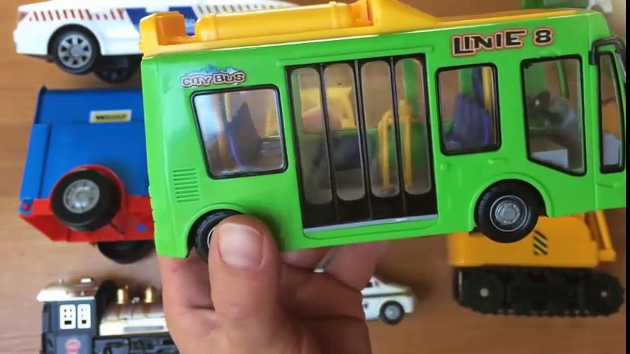 Police Car Cartoon For Children, Trucks and Prams, Bus Tow, Toy Cars in English