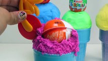 Learn colors KINETIC SAND Kinder joy egg Surprise Toys learning videos toddlers Ice Cream play doh
