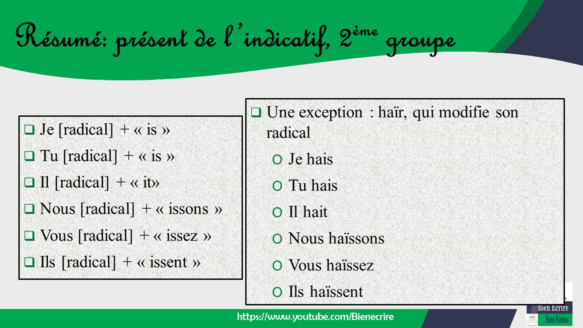 Terminaison Du Présent De L indicatif Conjugaison des verbes du 2ème groupe au présent de l'indicatif - Vidéo  Dailymotion
