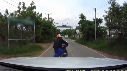 Un motard trouve son repas du soir sur sa route !