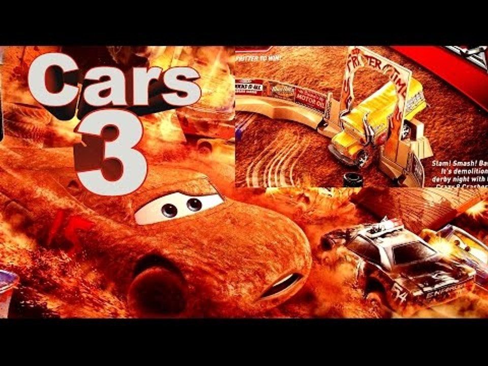 Pixar Cars 3 Smash and Crash Derby Play Set with Chester Whipplefilter and Miss Fritter Unboxing