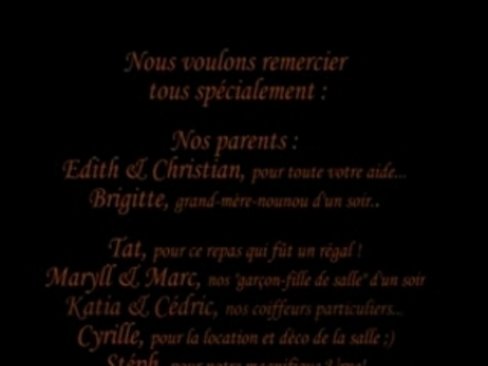 Diaporama remerciements mariage