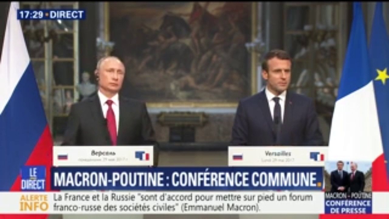 La rencontre Vladimir Poutine-Marine-Le Pen "n'est même pas de la littérature", dit Emmanuel Macron
