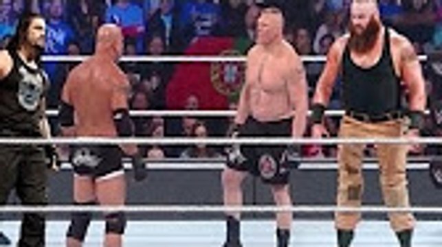 Brock Lesnar vs Roman Reigns vs Braun Strowman vs Goldberg Full Fight Raw 2017 HD