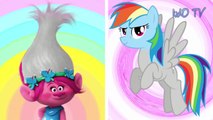 Trolls from Dreamworks Movie VS MLP Rainbow Dash - 4 Coloring Pages DUELS | Coloring Book