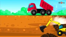 The Red Dump Truck, Crane and Excavator - Diggers and asdBuilder - Veh
