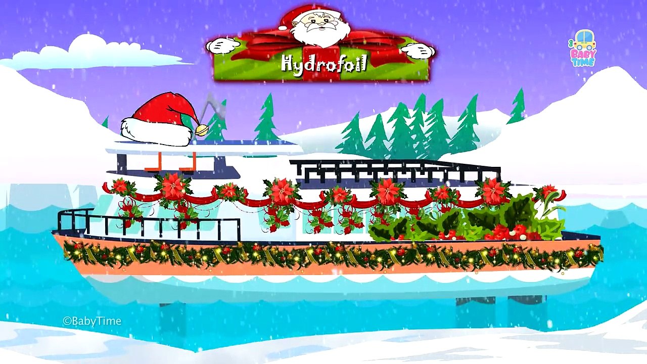 Learning Transport & Sea Vehicles Name   Kids Learning vehicles Name With Santa Claus - BabyTime