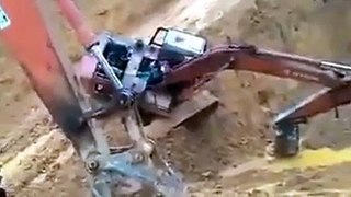Excavator recovery goes terribly wrong