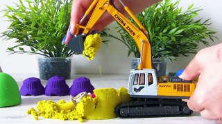Excavator toys for kids - Surprise - Kinetic Sand - Vehicles for Kids - Toys video for children