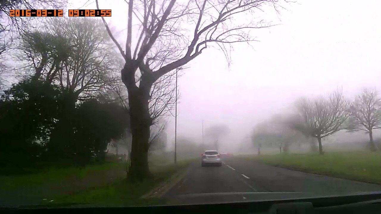 Idiots without lights on a foggy morning