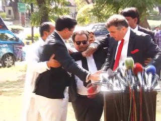 Danyal Aziz and PTI's Lawyer fight it out to address to media first