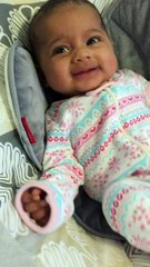 Two month old baby girl says Uh Oh