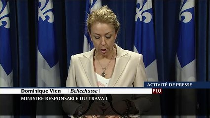 Loi spéciale: Point de presse de la ministre Dominique Vien