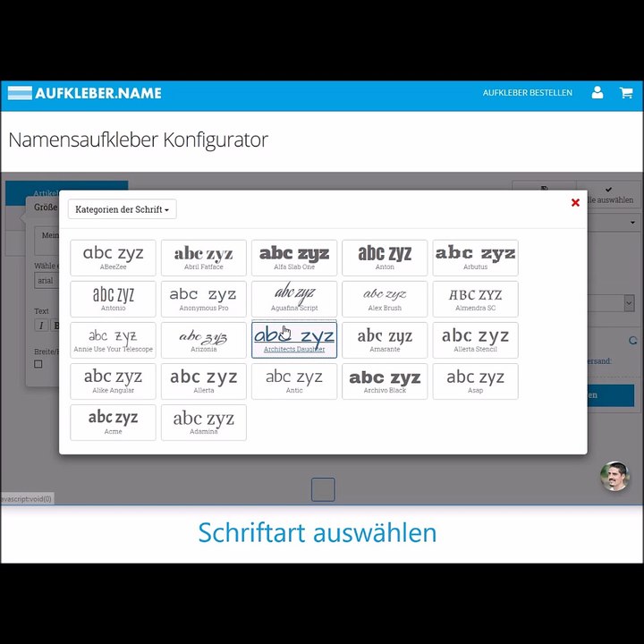 aufkleber.name Konfigurator Anleitung