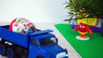 Trucks and loader for kids. Toys Cars - Surprise Eggs. Video for childrdasaw