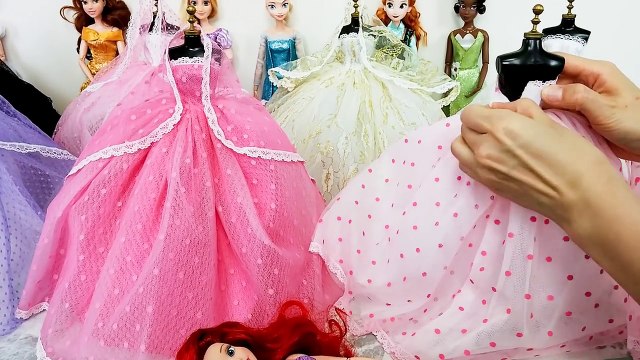 Disney Princess Belle Snow white Ariel Elsa Jasmine Cinderella Barbie Wedding Dresses