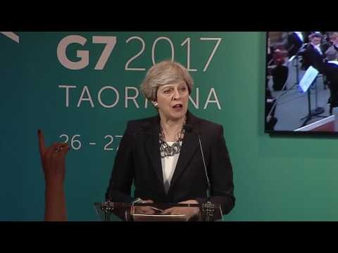 #G7Taormina, Conferenza stampa del Primo Ministro del Regno Unito Theresa May (26.05.17)