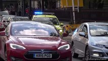 Ambulances responding in London x2 - VW Tiguan uses it's siren but another
