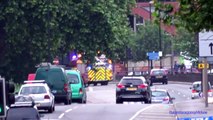 Ambulance & Fire engines responding with siren and lights in