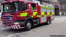 Fire engine responding with siren and lights - Scania P280 Rescue P