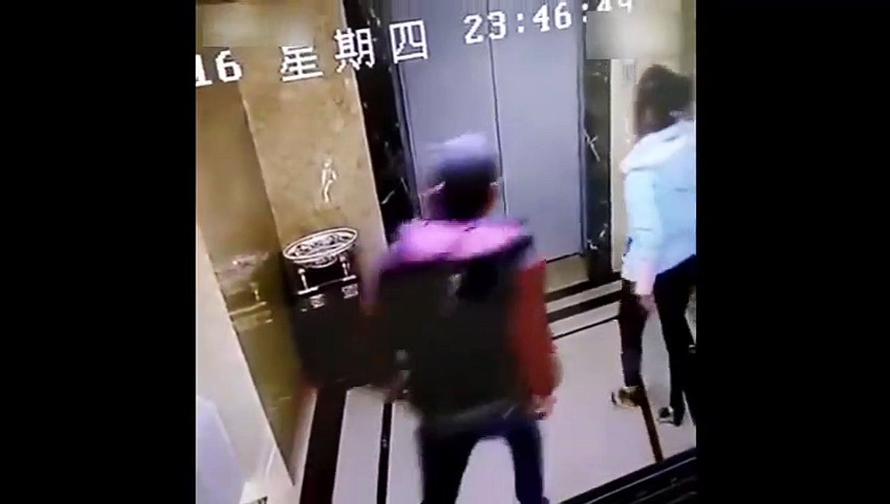 RAW  Drunk man falls into elevator shaft after kicking doors open, C