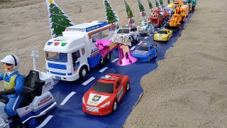 Merry Christmas song   Jingle Bells   Police car, truck, bus, fire truck, crane, excavator for k