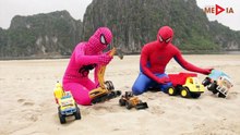Fire truck, Excavator, Trucks, Spiderman and Friends Video for kids   Construction trucks Ab