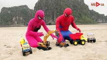Fire truck, Excavator, Trucks, Spiderman and Friends Video for kids   Construction trucks Ab