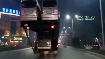 Extreme cars carrier fail - Truck driving