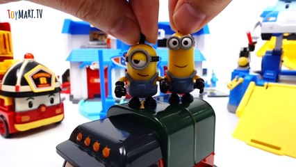 Transforming Police Car Poli Fire Truck Roy Robocar Rescue Station