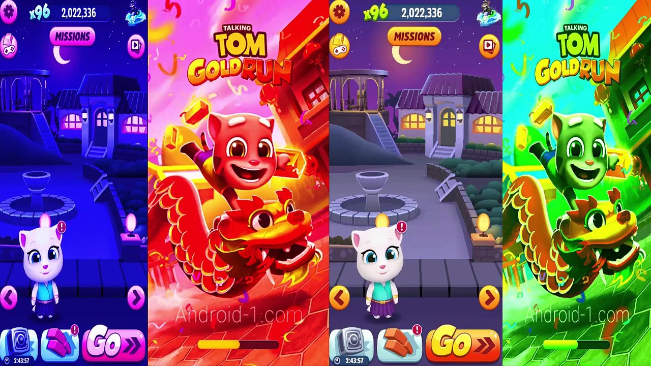Talking Tom Gold Run Gameplay - Frosty Tom VS Neon Angela Ep 1,Cartoons animated anime game 2017