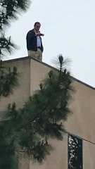 Was Rep. Darrell Issa really hiding from protesters on a roof?