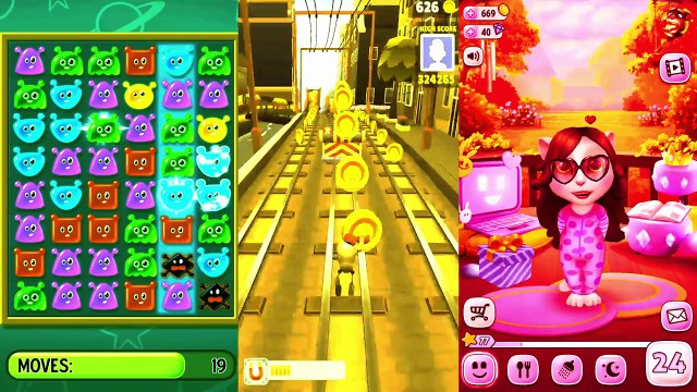 Kids cartoons My Talking Angela vs Talking Tom and Subway surf Colors Level 38 - animated series,Cartoons animated anime game 2017