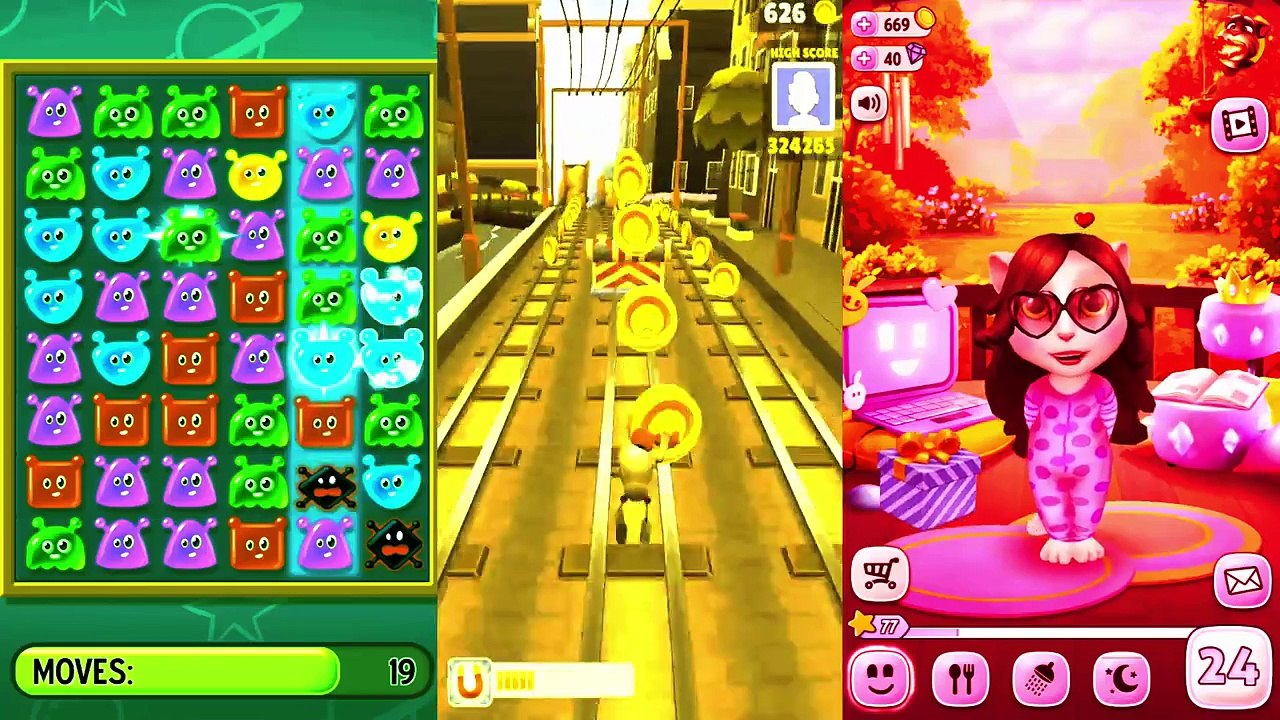 Kids cartoons My Talking Angela vs Talking Tom and Subway surf Colors Level 38 - animated series,Cartoons animated anime game 2017