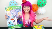Coloring Anna & Elsa Frozen GIANT Coloring Book Crayola Crayons | COLORING WITH KiMMi THE