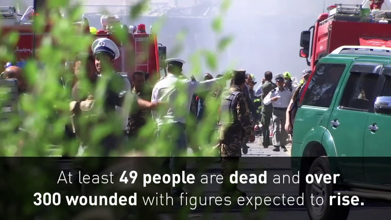 Huge explosion outside embassies in Kabul kills dozens