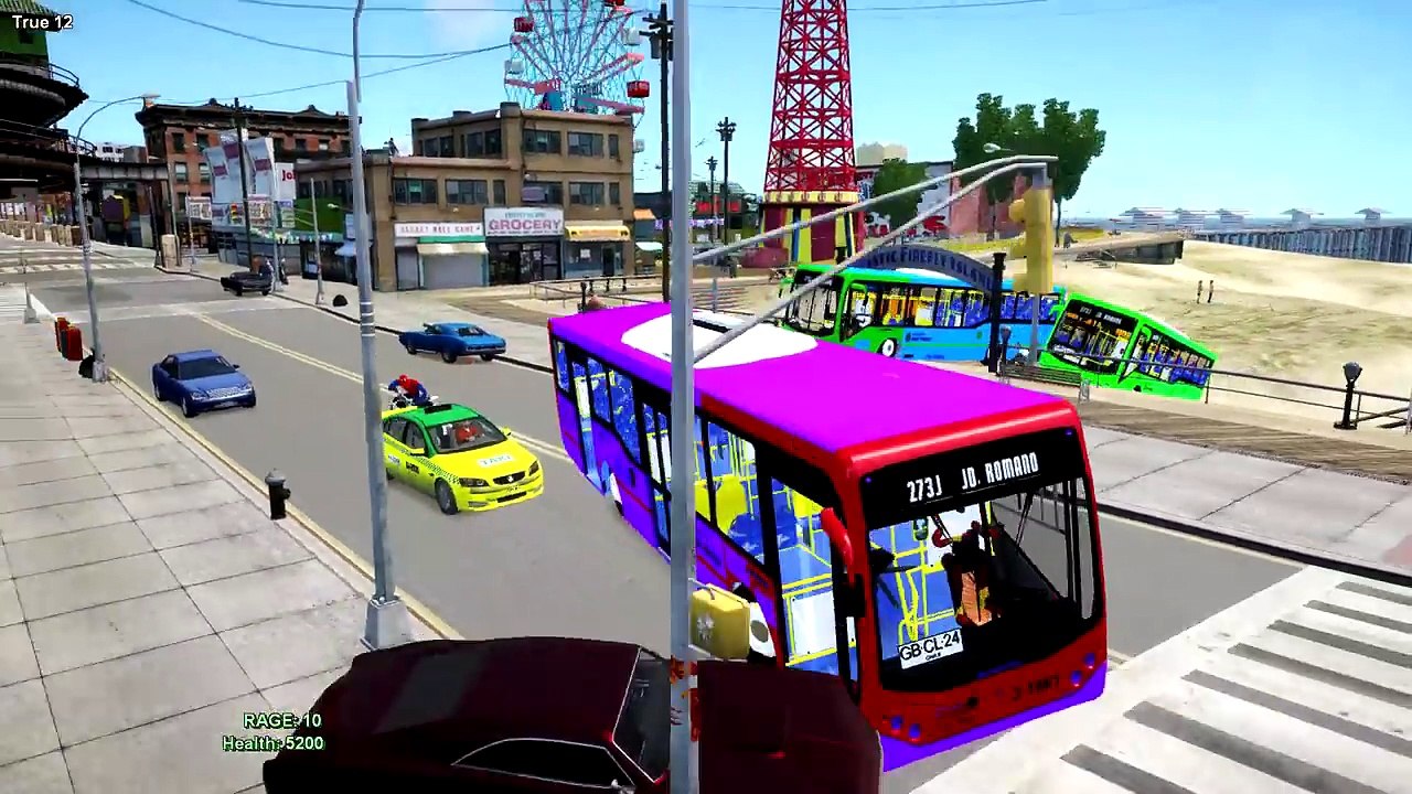 Wheels On The Bus Colors for Kids & Spiderman Civil War / Nursery Rhymes Children Songs