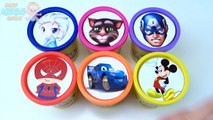 Cups Stacking Toys Play Doh Elsa Frozen Talking Tom Spiderman McQueen Cars Learn Colors fo