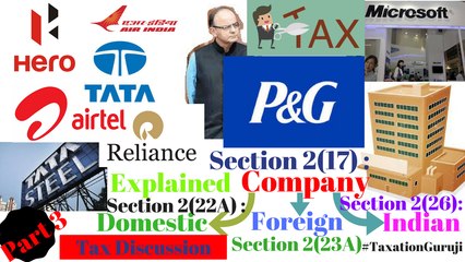 Income Tax Lecture: Sec.2(17) Company?,Sec.2(22A) Domestic Co.?,Sec.2(26) Indian Co? #TaxationGuruji