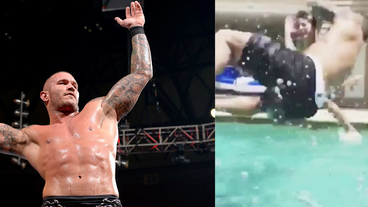 Randy Orton RKOs His Own Son into the Pool... OUTTA NOWHERE!