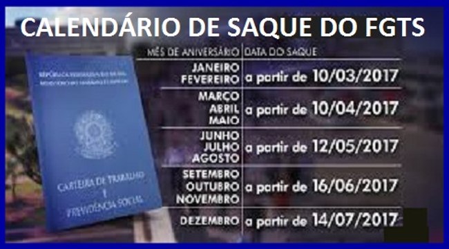 FGTS Saiu Calendário de Saque das Contas Inativas