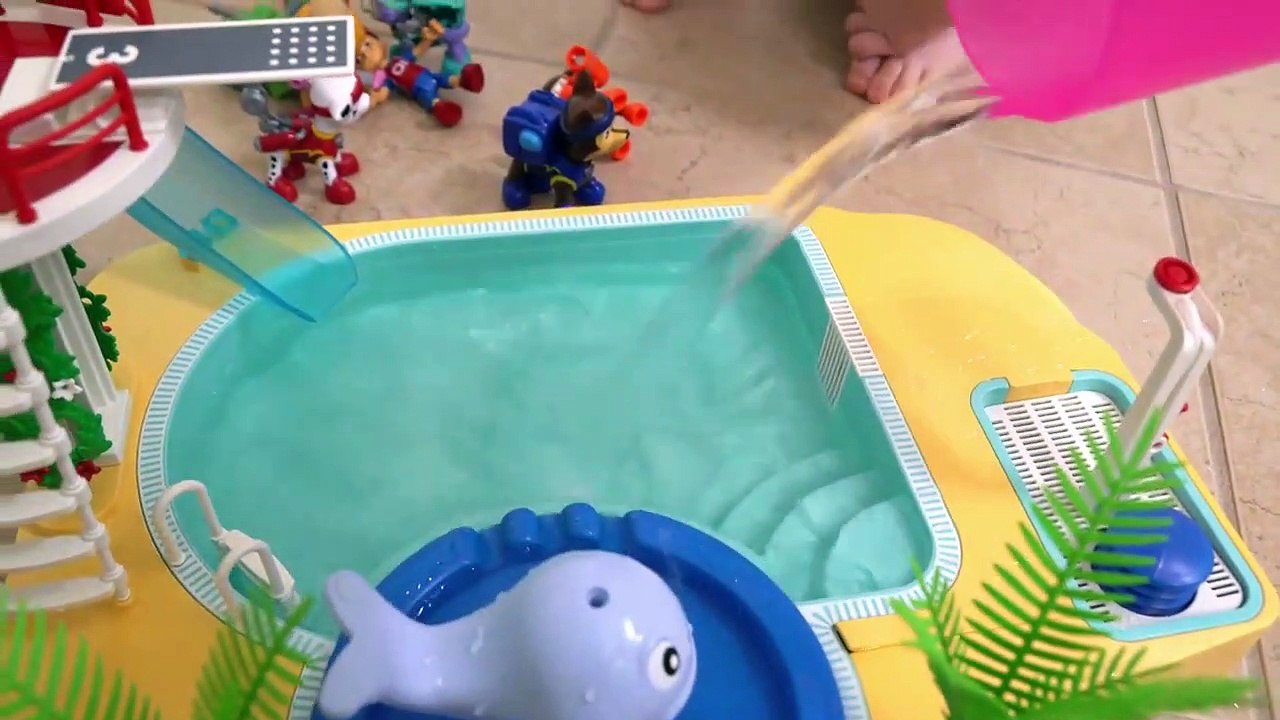 Paw Patrol Pool Time Bubble Fun! lays with Paw Patrol Toys to