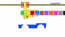 English Rainbow Colors Lesson with Trains & Vehicles - Educational Learn Colors Cartoons f