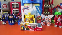 TRANSFORMERS RESCUE BOTS OPTIMUS PRIME TAKES ON T-REX WITH HEATWAVE CHASE BOULDER BLADES