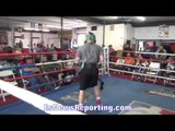 Former 135 IBF CHAMP Miguel Vazquez (Blue) SPARRING 126 PROSPECT Anthony Sanchez (Green)