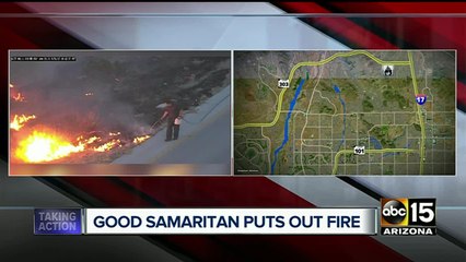 Good Samaritan puts out brush fire