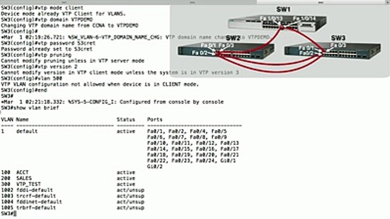 Lesson 2.7- VTP Configuration - CCNP Routing and Switching SWITCH 300-115 Complete Video Course